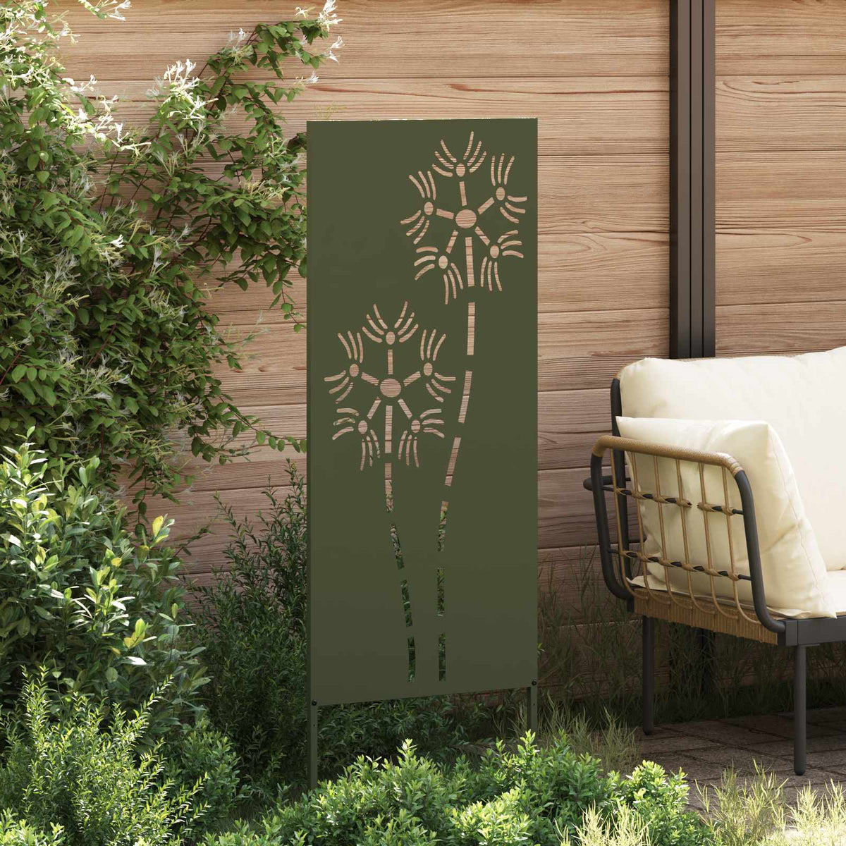 Garden Privacy Screen Cold-rolled steel 50 x 140 cm Olive Green Hexagon