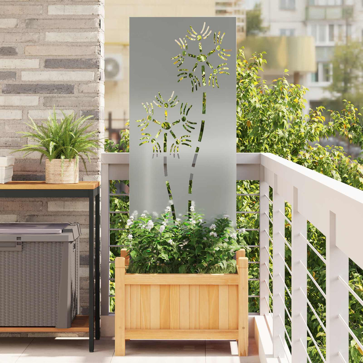 Garden Privacy Screen Silver 50 x 140 cm Galvanised Steel Hexagon