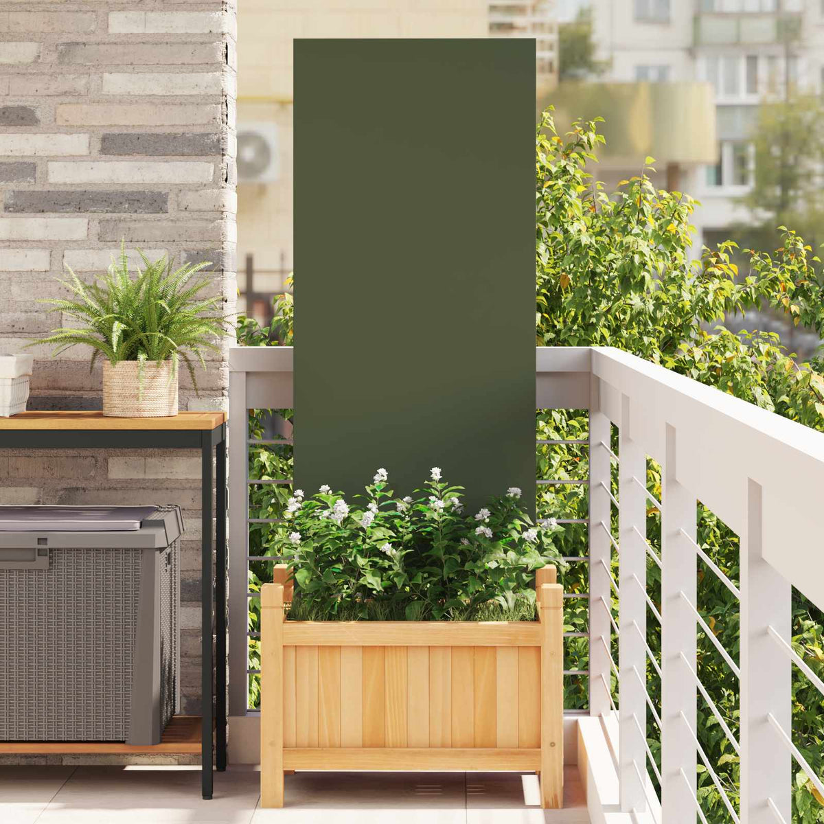 Garden Privacy Screen Cold-rolled steel 50 x 140 cm Olive Green Plain