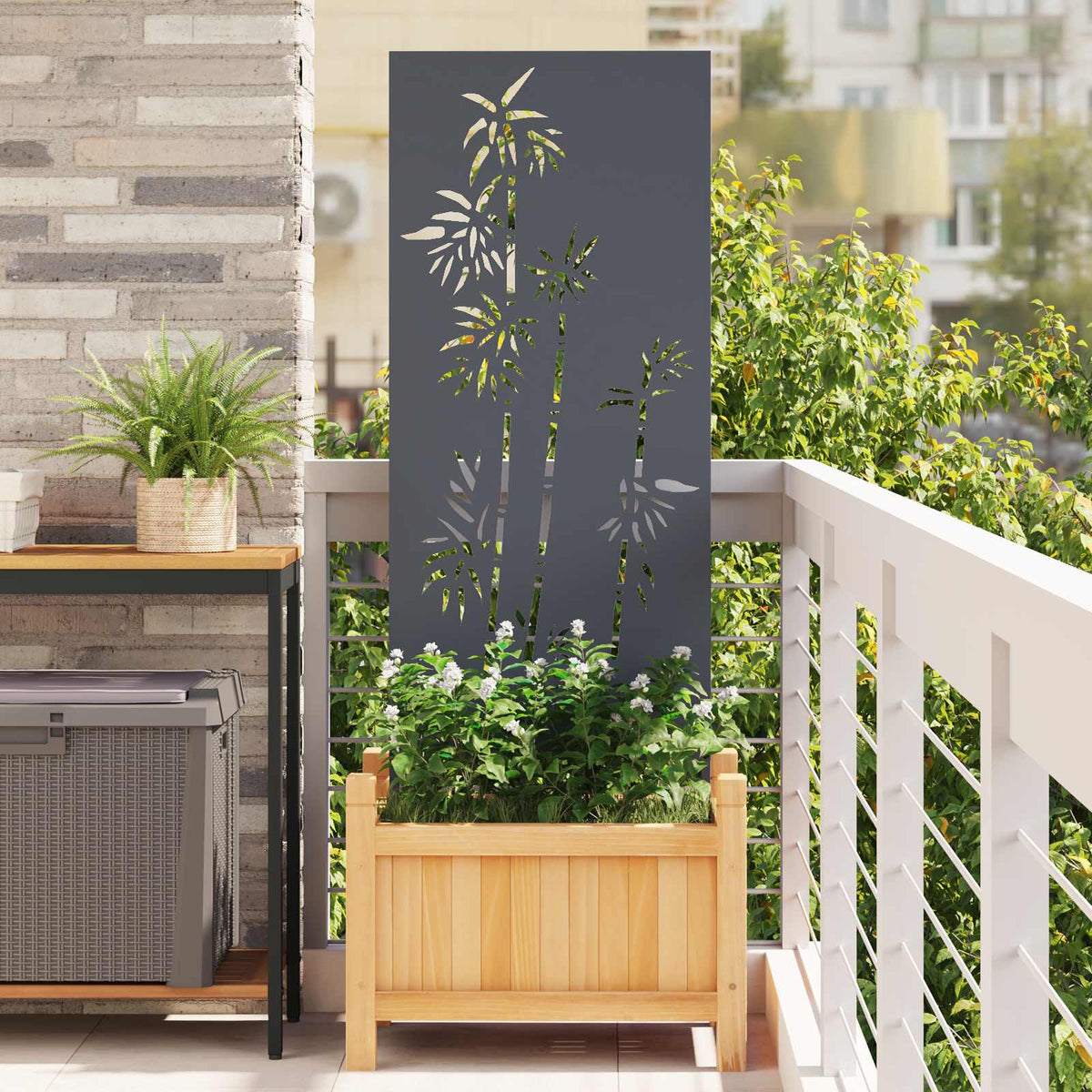 Garden Privacy Screen Cold-rolled steel 50 x 140 cm Anthracite Bamboo