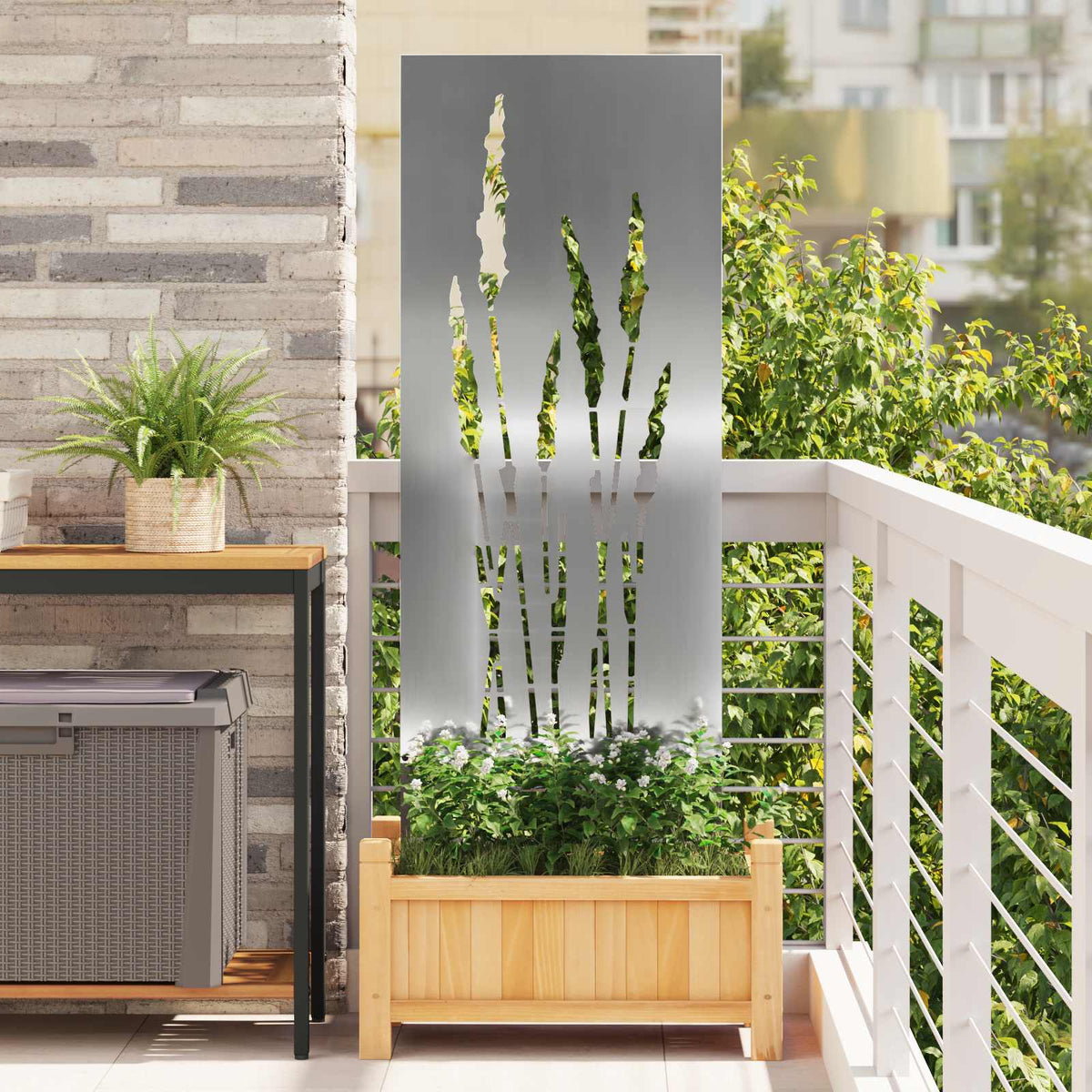 Garden Privacy Screen Silver 50 x 140 cm Galvanised Steel Grass