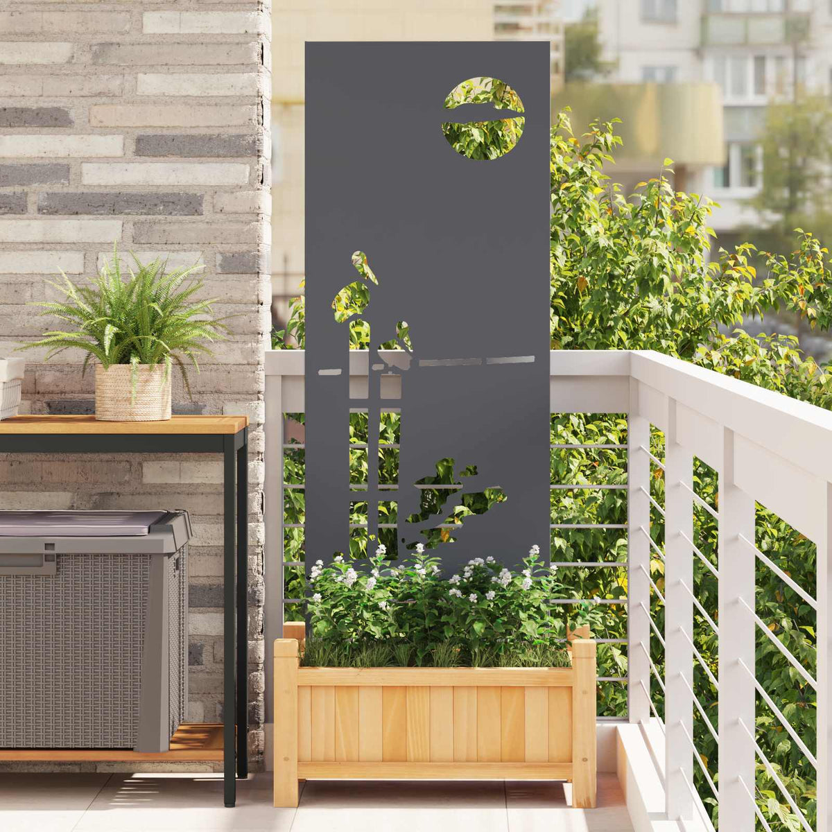Garden Privacy Screen Cold-rolled steel 50 x 140 cm Anthracite Abstract