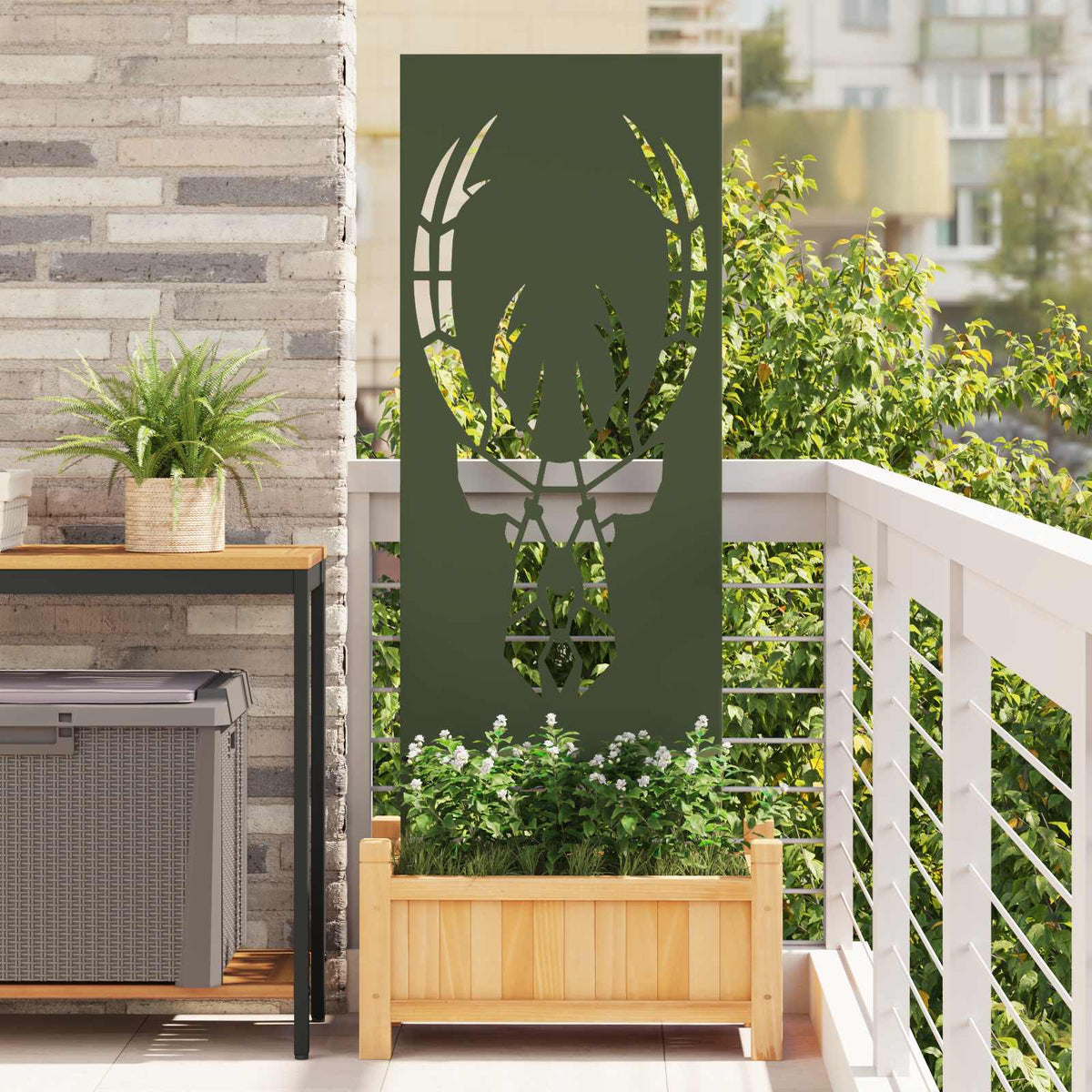 Garden Privacy Screen Cold-rolled steel 50 x 140 cm Olive Green Animal