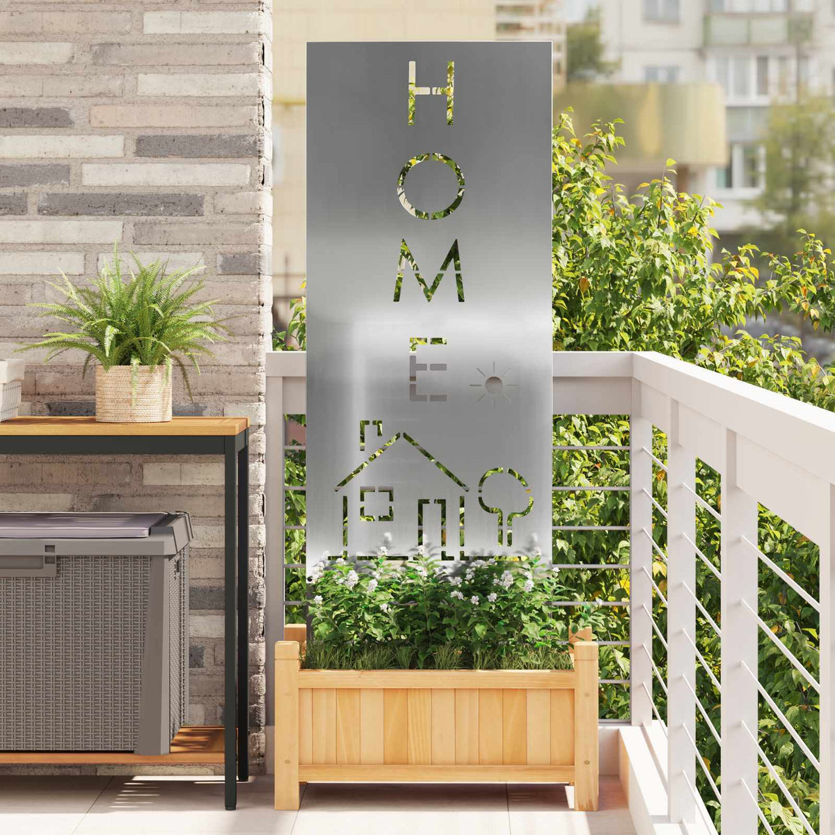 Garden Privacy Screen Silver 50 x 140 cm Galvanised Steel Alphabet
