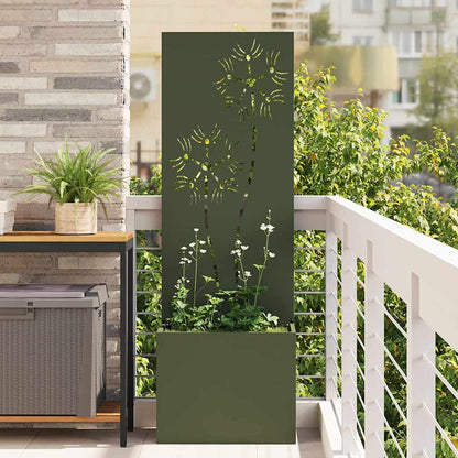Garden Privacy Screen Fretwork 50 x 32 x 150 cm Olive Green Sunflower