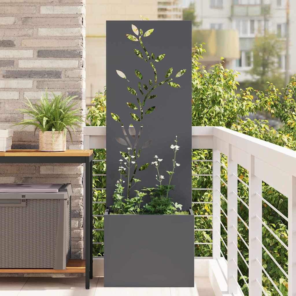 Garden Privacy Screen Fretwork 50 x 32 x 150 cm Anthracite Leaf
