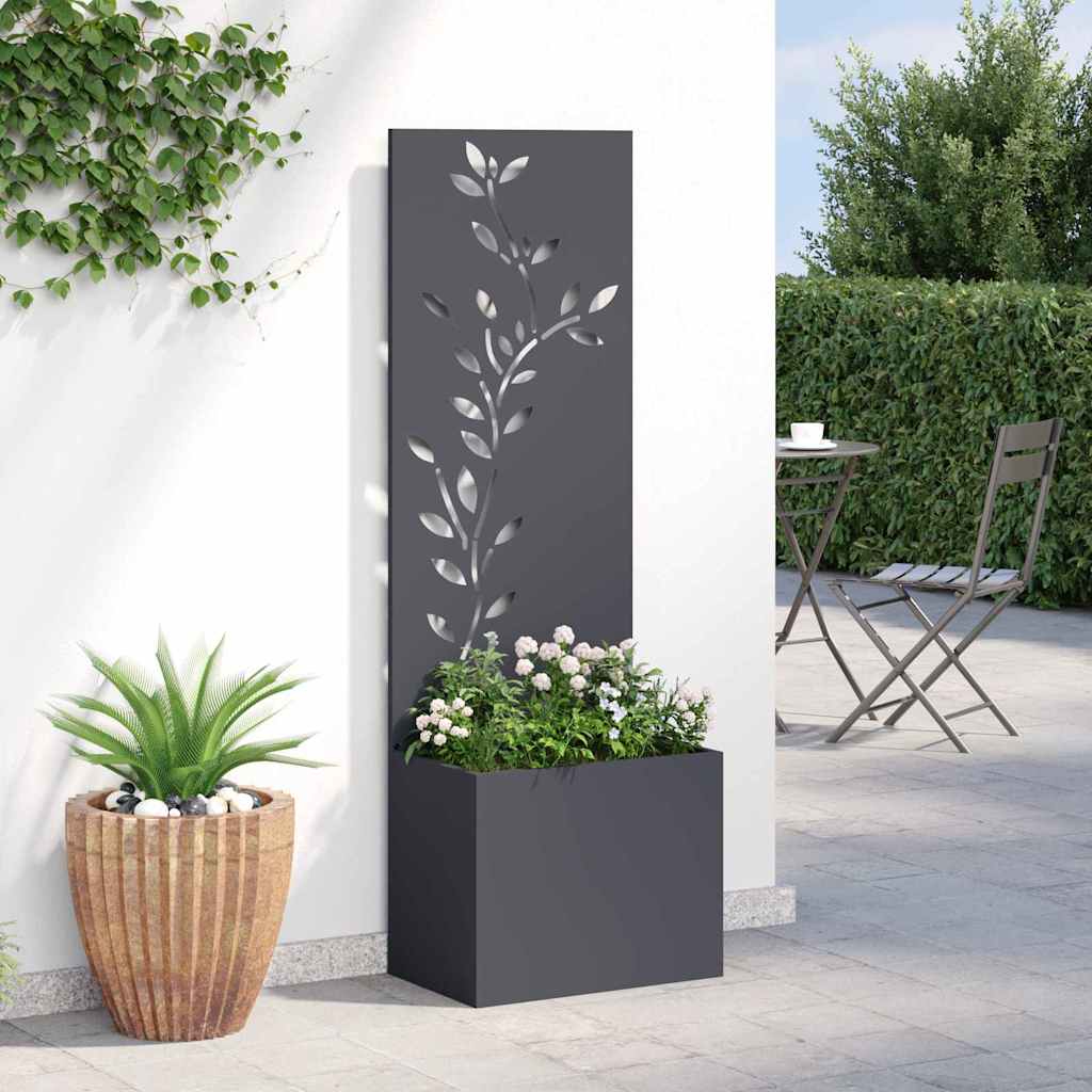 Garden Privacy Screen Fretwork 50 x 32 x 150 cm Anthracite Leaf