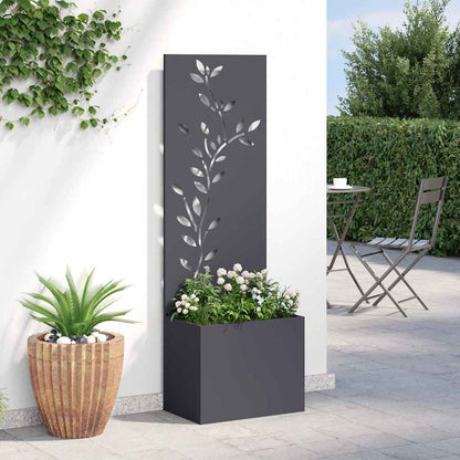 Garden Privacy Screen Fretwork 50 x 32 x 150 cm Anthracite Leaf