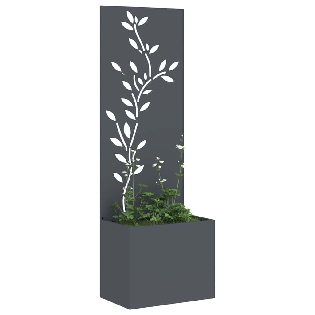 Garden Privacy Screen Fretwork 50 x 32 x 150 cm Anthracite Leaf