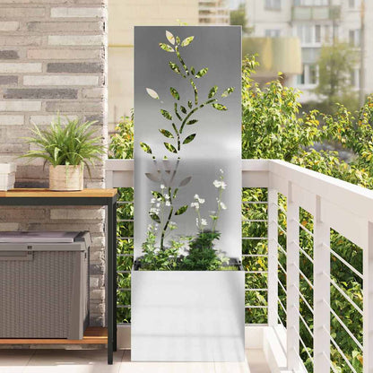 Garden Privacy Screen Silver 50 x 32 x 150 cm Galvanised Steel Leaf