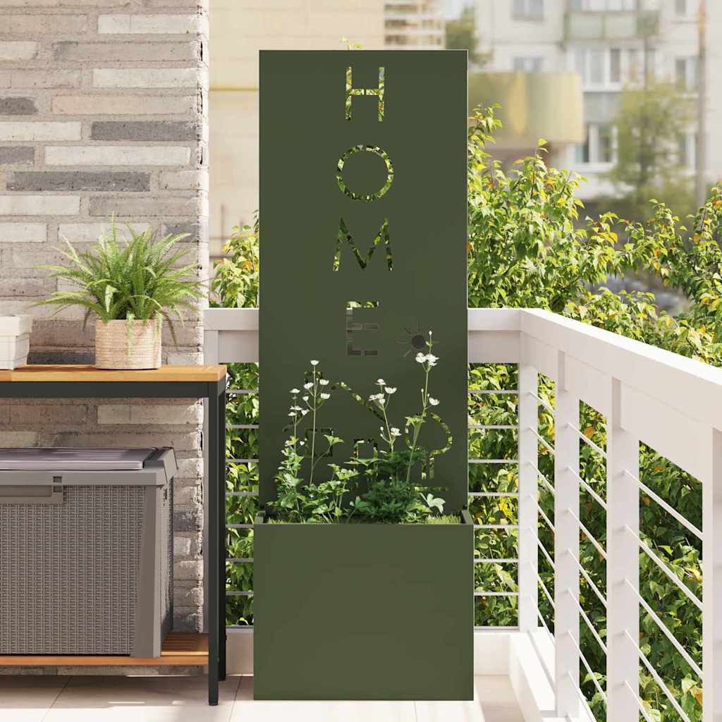 Garden Privacy Screen Fretwork 50 x 32 x 150 cm Olive Green Home