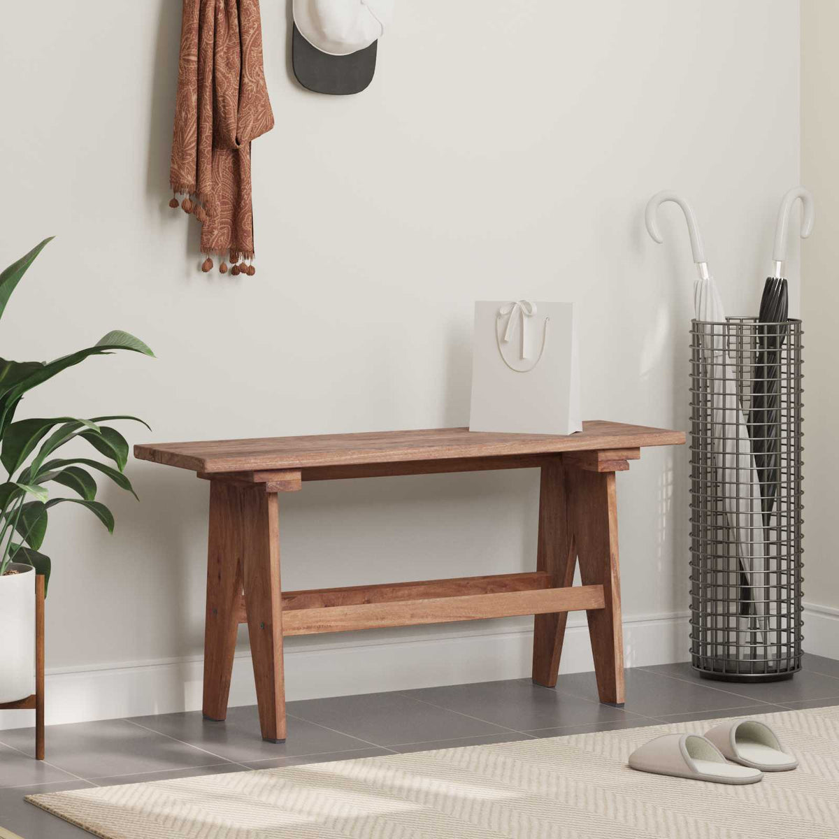 vidaXL Bench Natural 100 x 30 x 51 cm Solid Reclaim wood 1