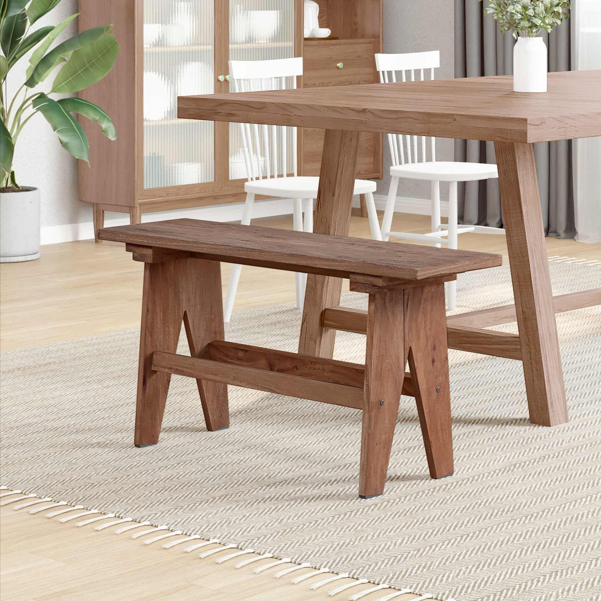 vidaXL Bench Natural 100 x 30 x 51 cm Solid Reclaim wood 3