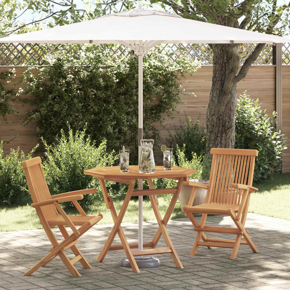 Garden Dining Set 3 pcs Brown Solid Acacia Wood with armrest 2