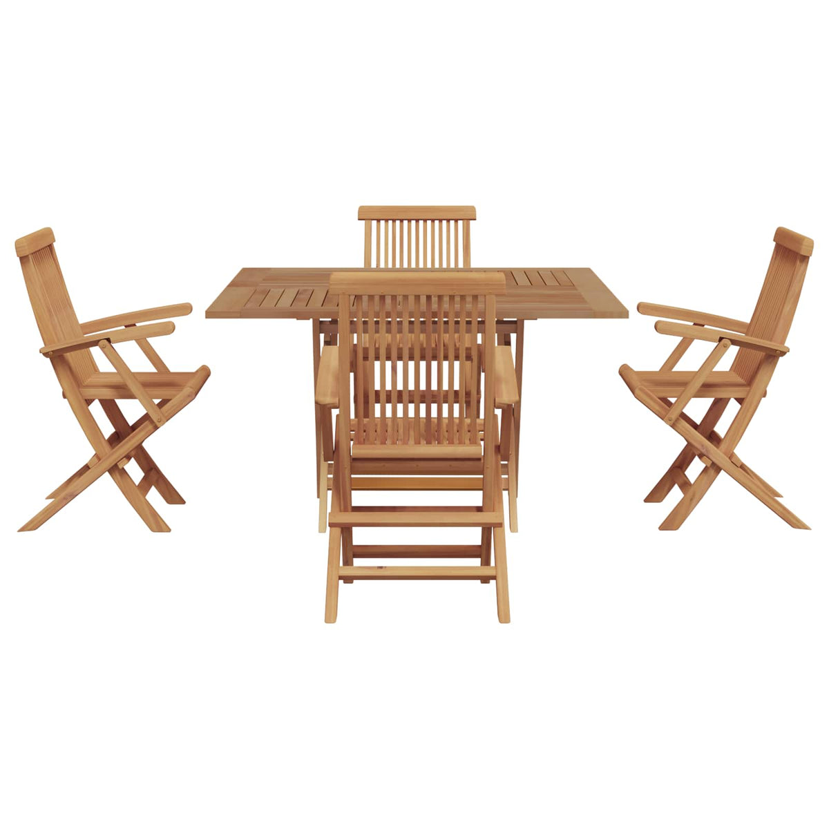 vidaXL Garden Dining Set Folding Brown Soild Teak Wood 1