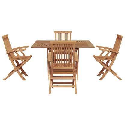 vidaXL Garden Dining Set Folding Brown Soild Teak Wood 1