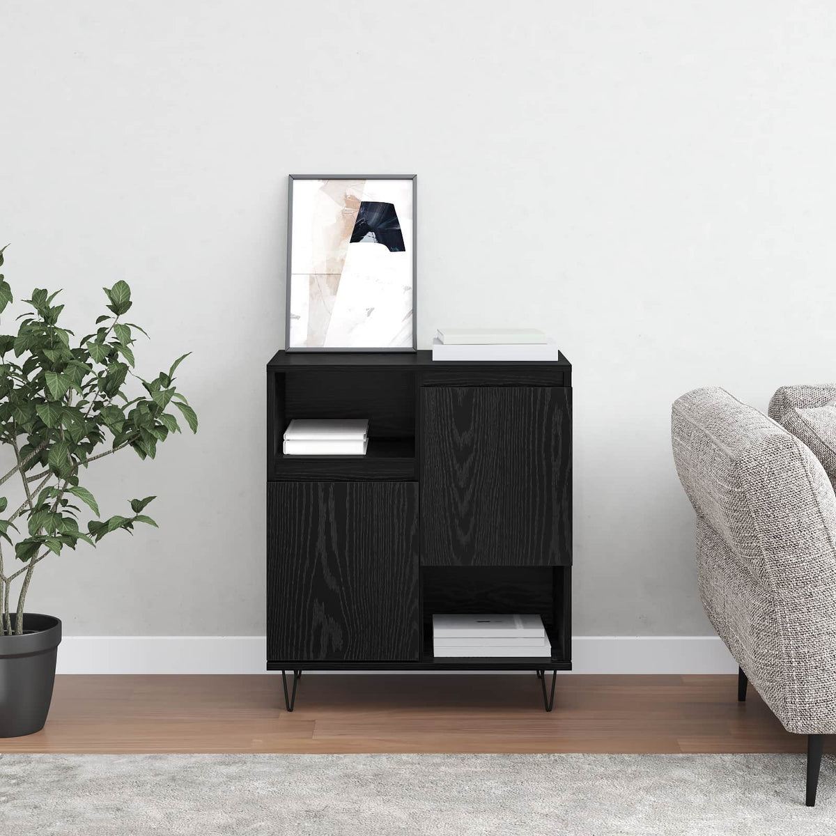 Sideboard 60x35x70 cm Engineered Wood Black oak