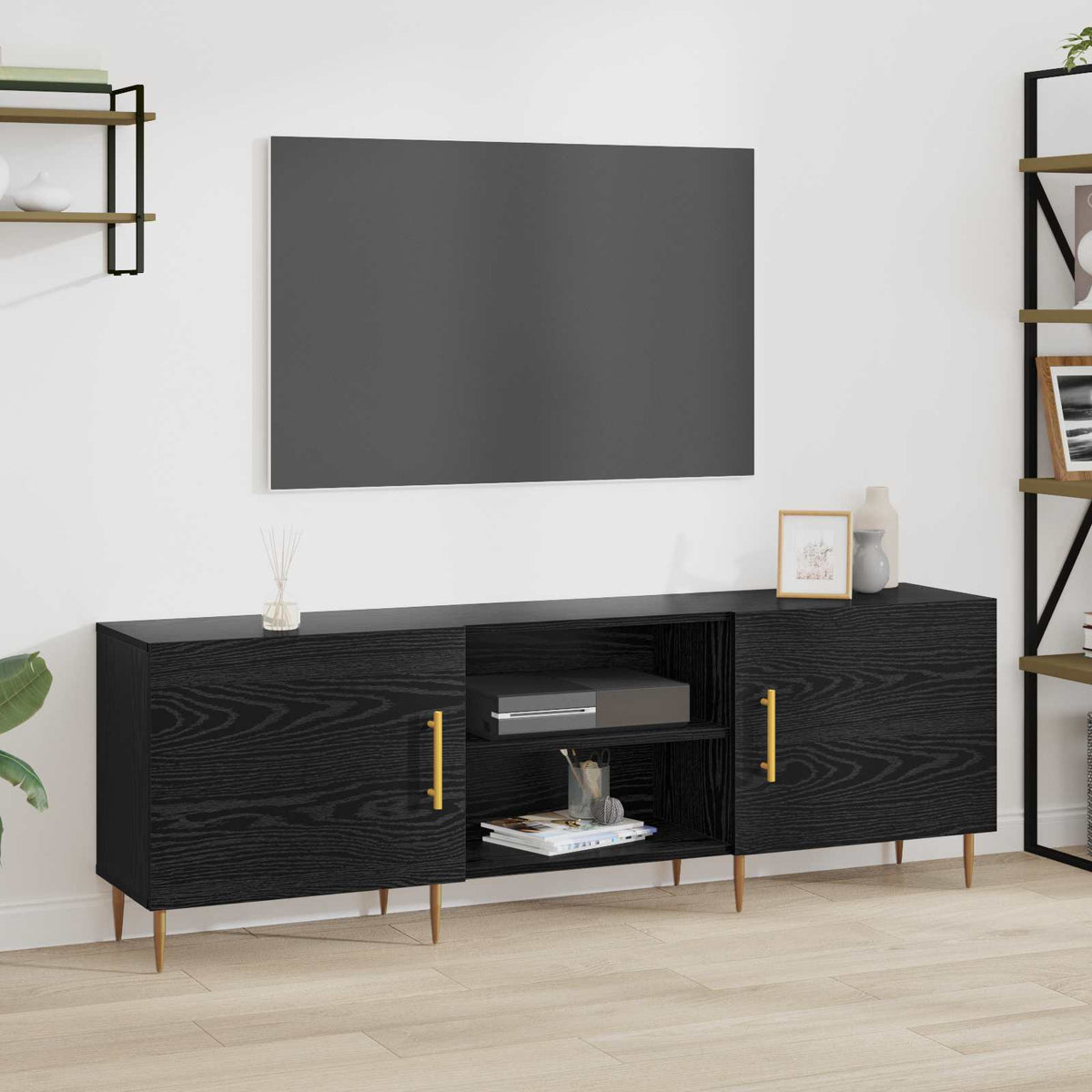 TV Cabinet 150x30x50 cm Engineered Wood Black oak