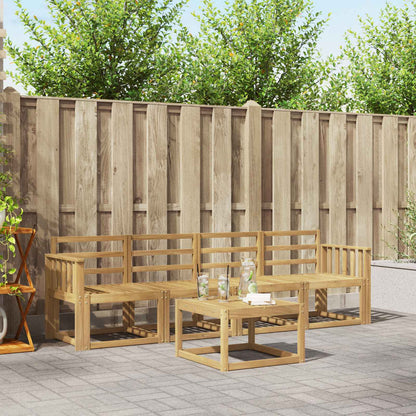 Outdoor Sofa Set 5 pcs 4-Seaters Solid Acacia Wood Vertical slats