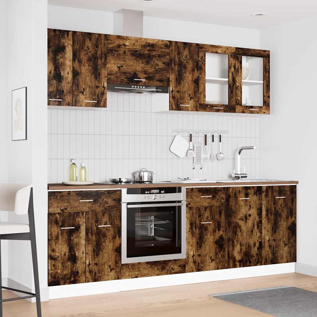 vidaXL Kitchen Unit Lyon 8 pcs Smoked oak Engineered Wood 1