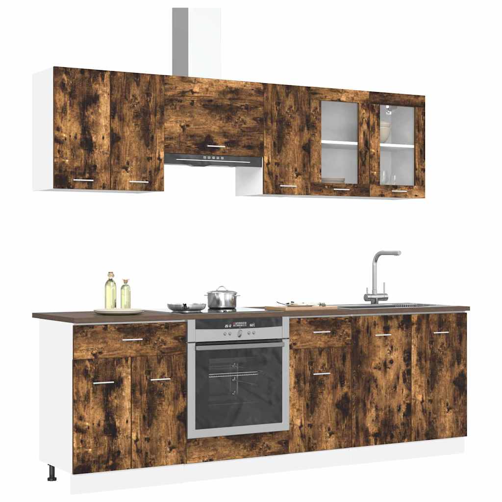 vidaXL Kitchen Unit Lyon 8 pcs Smoked oak Engineered Wood 3