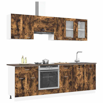 vidaXL Kitchen Unit Lyon 8 pcs Smoked oak Engineered Wood 3