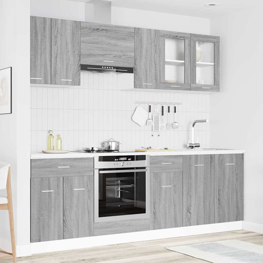 vidaXL Kitchen Unit Lyon 8 pcs Grey Sonoma Engineered Wood 1