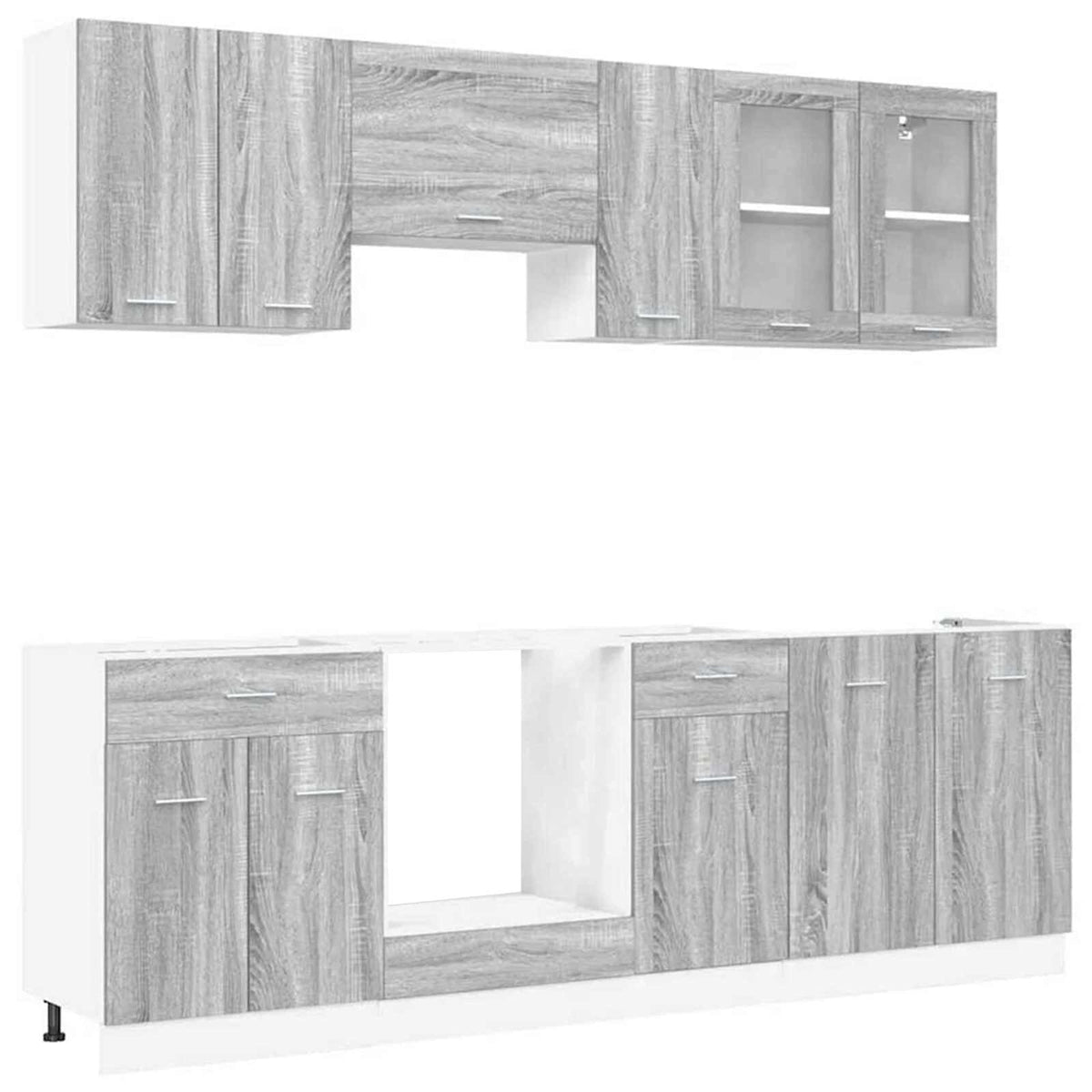 vidaXL Kitchen Unit Lyon 8 pcs Grey Sonoma Engineered Wood 2