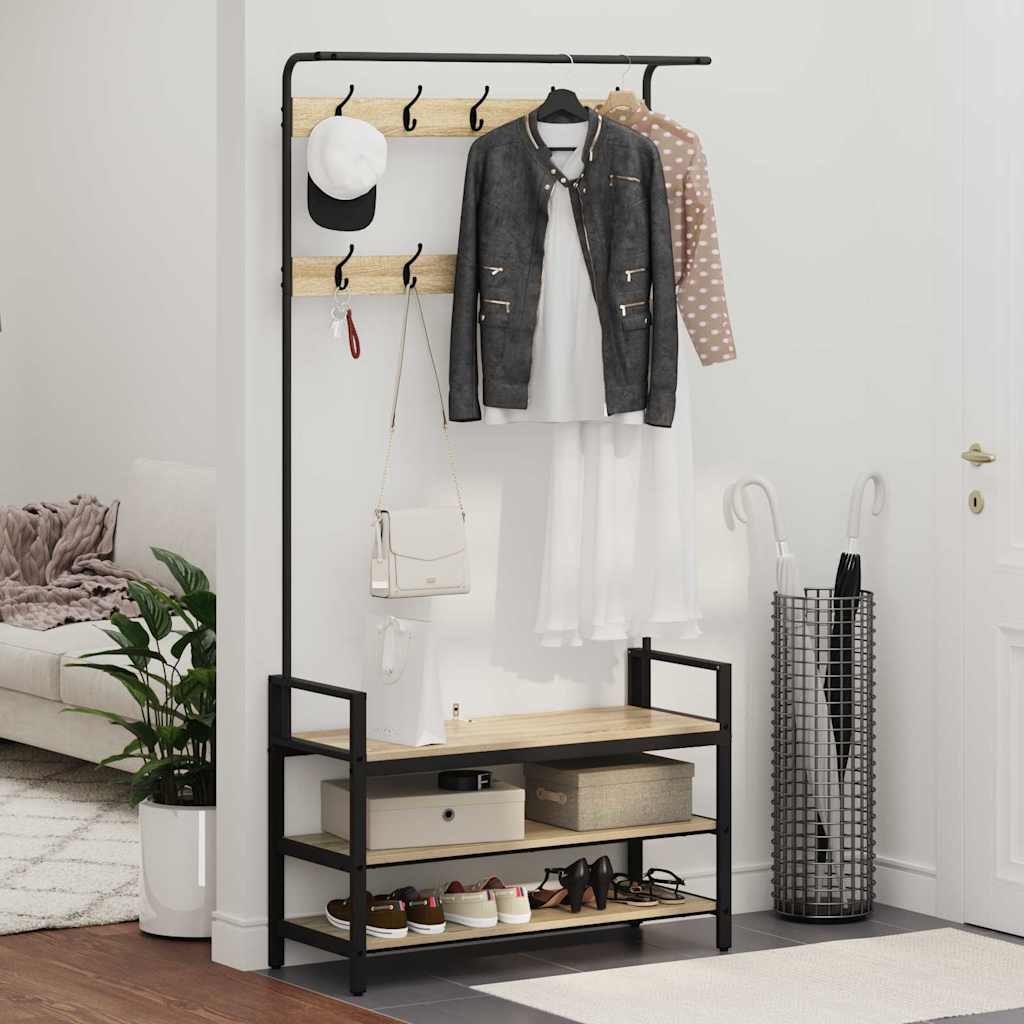 Coat Rack 75 x 34 x 184 cm Engineered wood Sonoma oak 95 cm