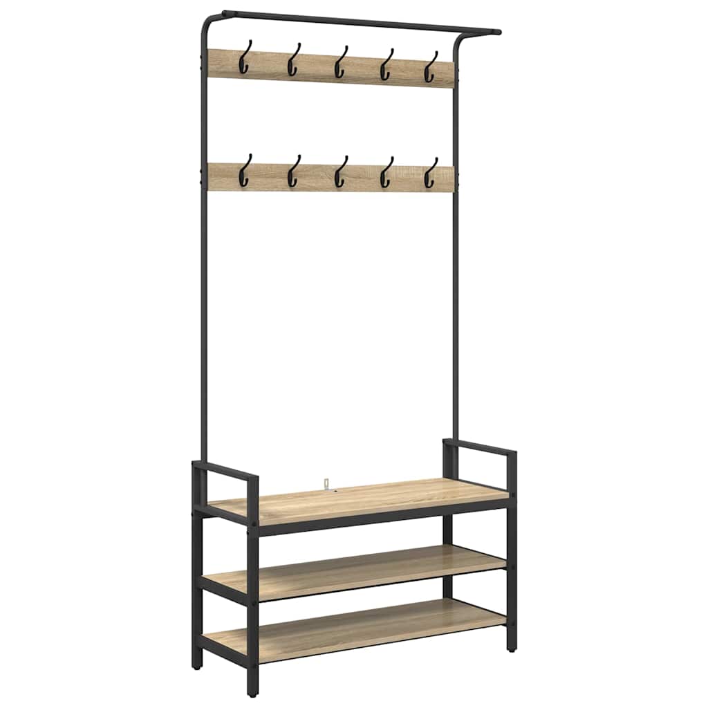 Coat Rack 75 x 34 x 184 cm Engineered wood Sonoma oak 95 cm