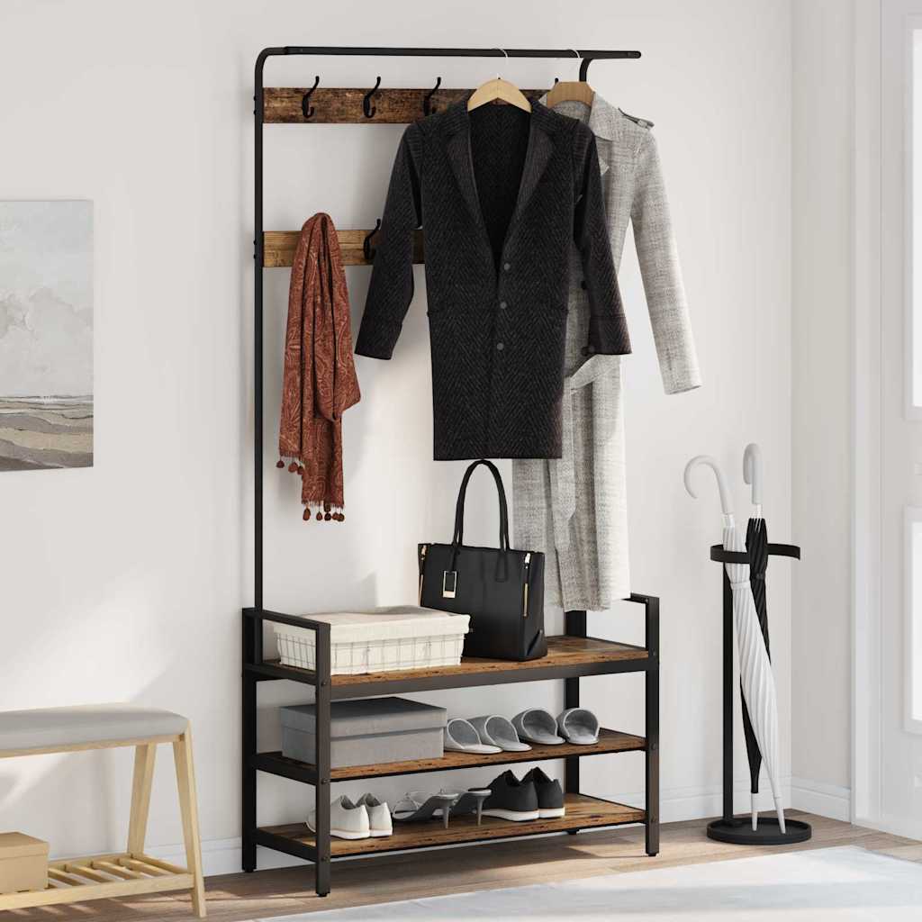 Coat Rack 75 x 34 x 184 cm Engineered wood Old wood 95 cm