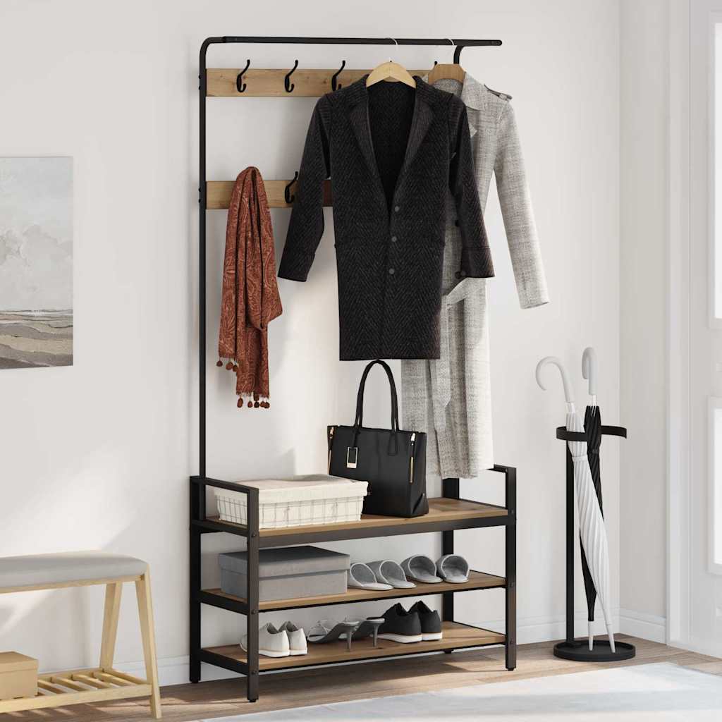 Coat Rack 75 x 34 x 184 cm Engineered wood Artisan oak 95 cm