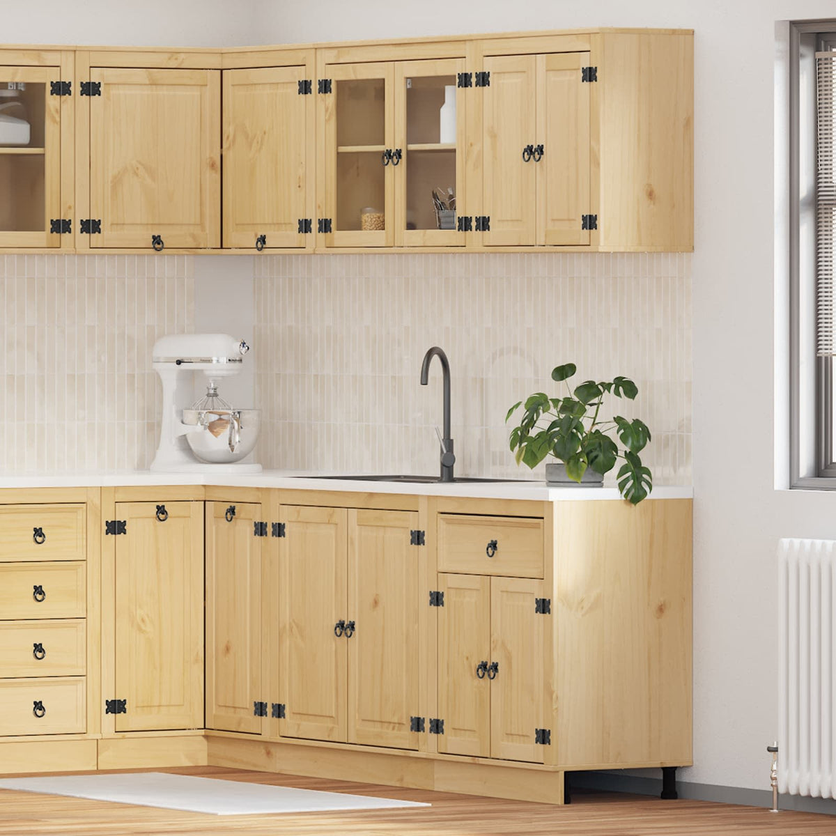 vidaXL Cabinet SKI 4 pcs Honey Brown Solid Pine Wood 1