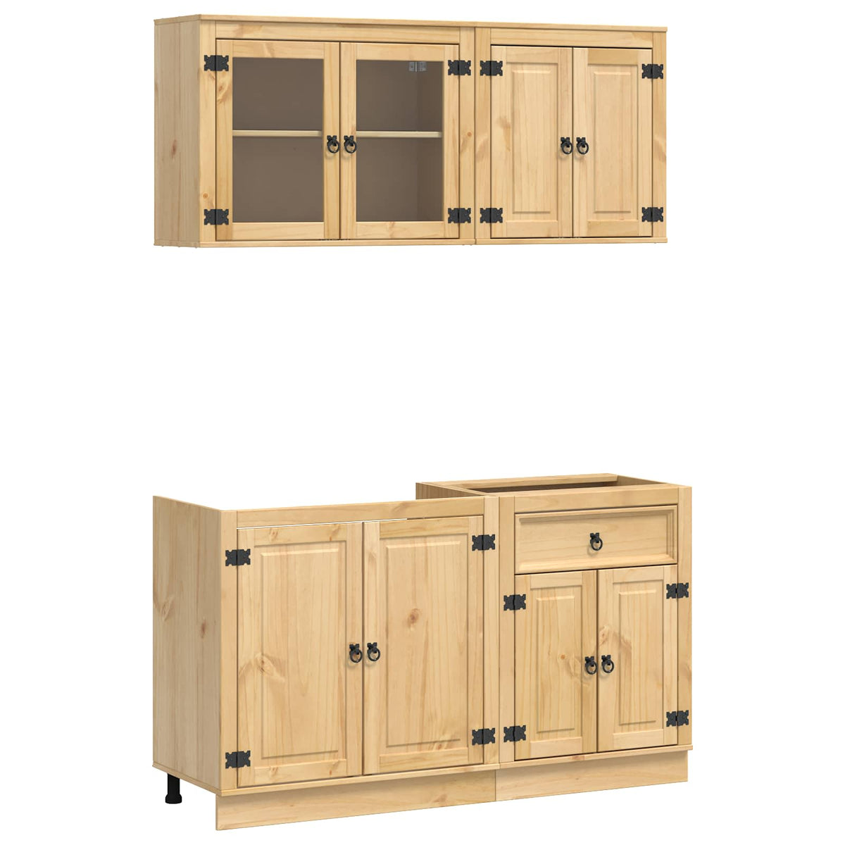 vidaXL Cabinet SKI 4 pcs Honey Brown Solid Pine Wood 2