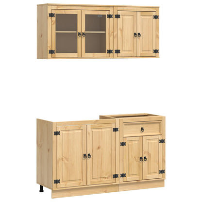 vidaXL Cabinet SKI 4 pcs Honey Brown Solid Pine Wood 2
