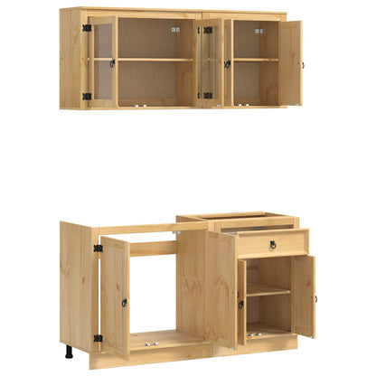 vidaXL Cabinet SKI 4 pcs Honey Brown Solid Pine Wood 5