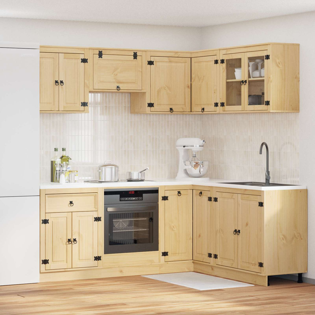 vidaXL Cabinet SKI 8 pcs Honey Brown Solid Pine Wood 1