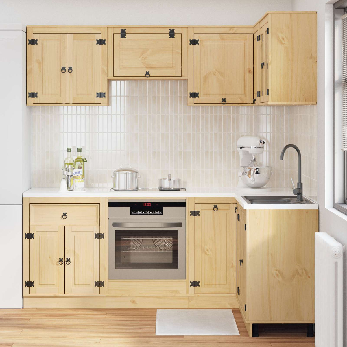 vidaXL Cabinet SKI 8 pcs Honey Brown Solid Pine Wood 4