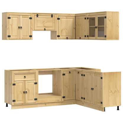 vidaXL Cabinet SKI 8 pcs Honey Brown Solid Pine Wood 2