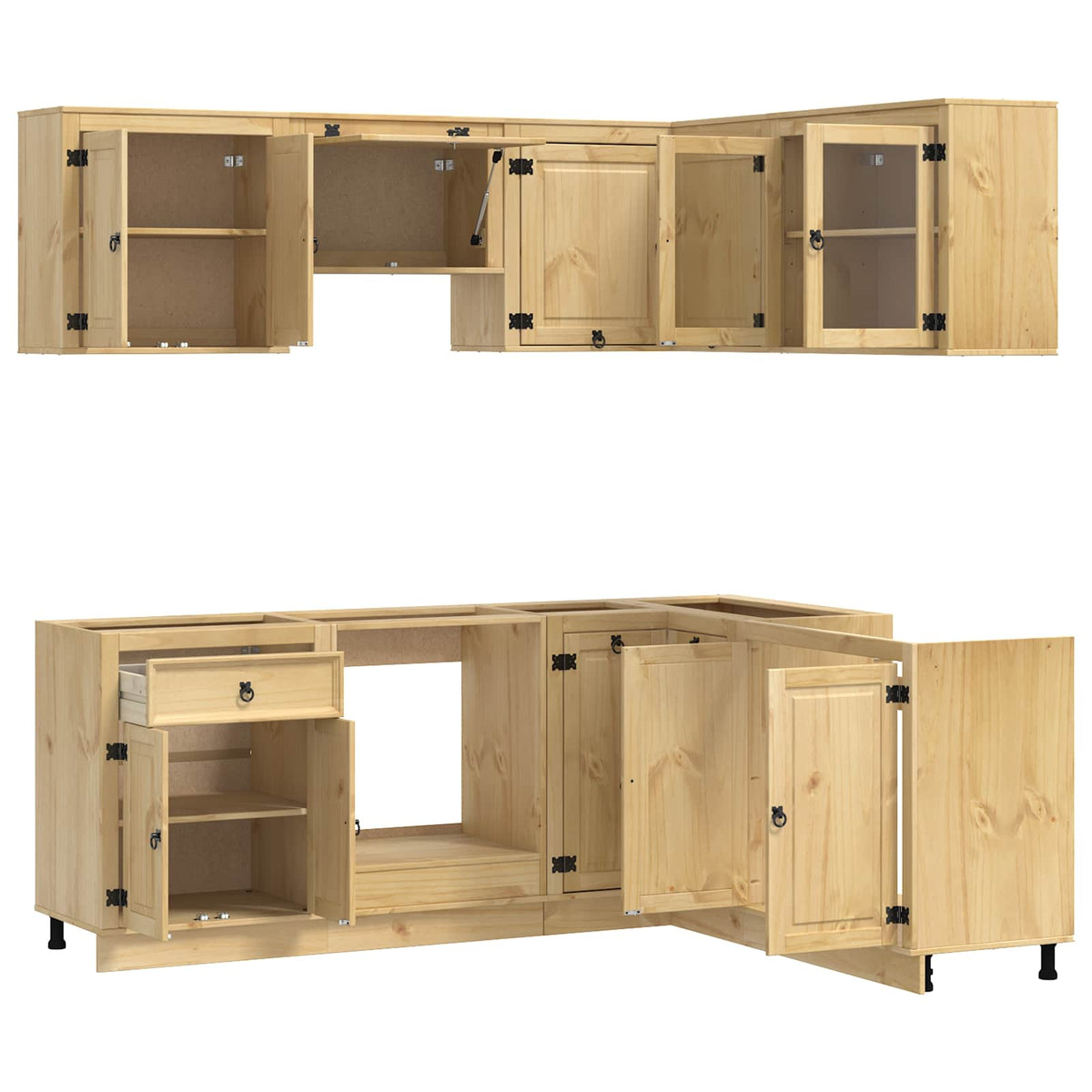 vidaXL Cabinet SKI 8 pcs Honey Brown Solid Pine Wood 5