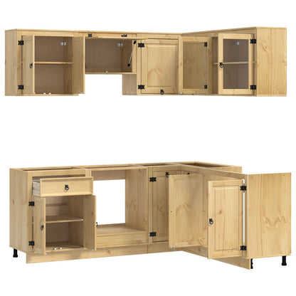 vidaXL Cabinet SKI 8 pcs Honey Brown Solid Pine Wood 5
