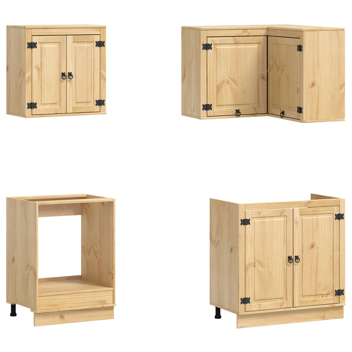 vidaXL Cabinet SKI 8 pcs Honey Brown Solid Pine Wood 6