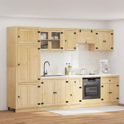 vidaXL Cabinet SKI 9 pcs Honey Brown Solid Pine Wood 1
