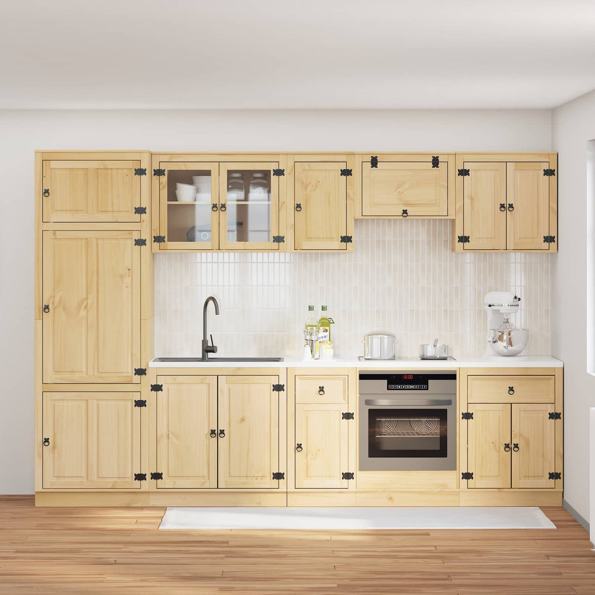 vidaXL Cabinet SKI 9 pcs Honey Brown Solid Pine Wood 4