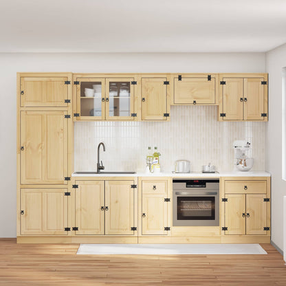 vidaXL Cabinet SKI 9 pcs Honey Brown Solid Pine Wood 4