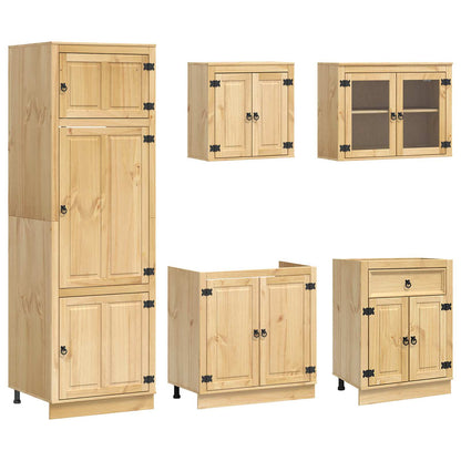 vidaXL Cabinet SKI 9 pcs Honey Brown Solid Pine Wood 6