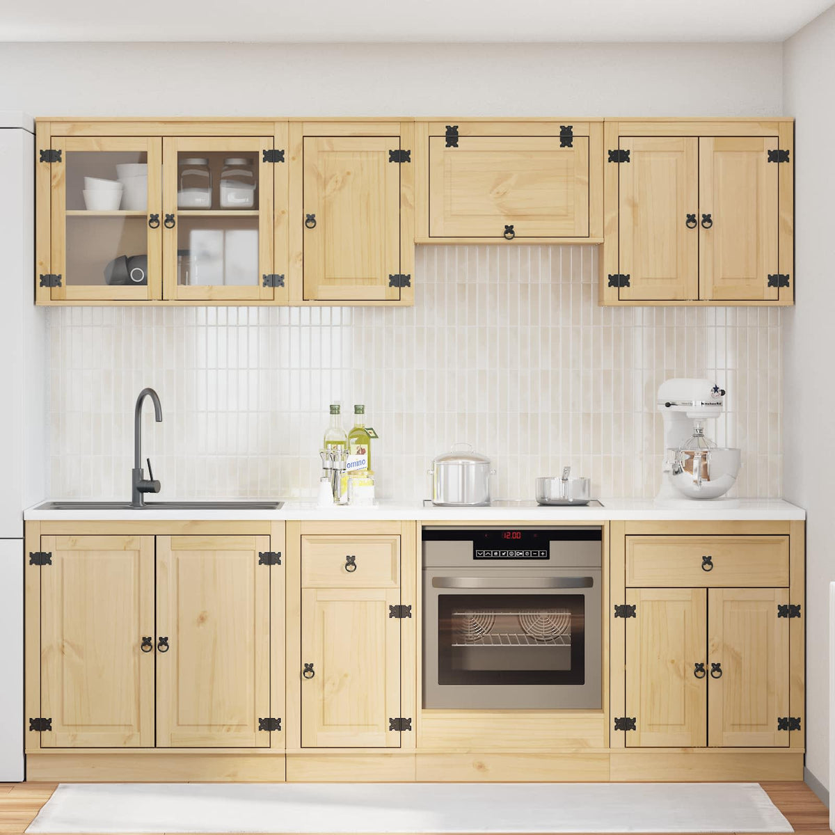 vidaXL Cabinet SKI 8 pcs Honey Brown Solid Pine Wood 4
