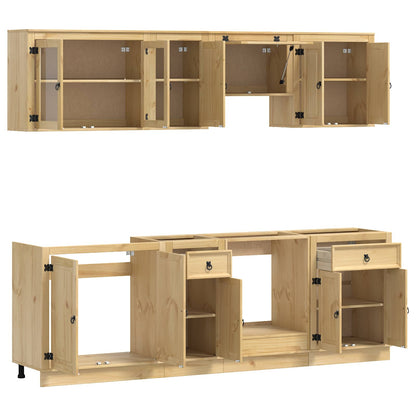 vidaXL Cabinet SKI 8 pcs Honey Brown Solid Pine Wood 5