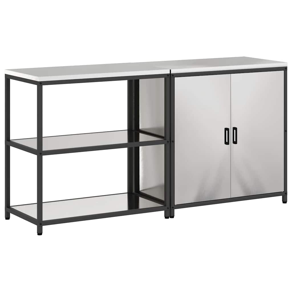 vidaXL Kitchen Storage Set HATTEM 2 pcs Silver Stainless Steel 2