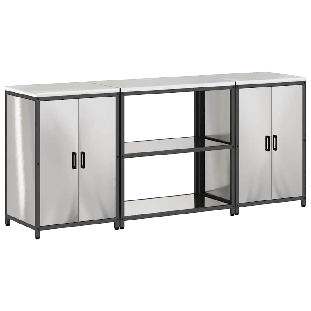 vidaXL Kitchen Storage Set HATTEM 3 pcs Silver Stainless Steel 2